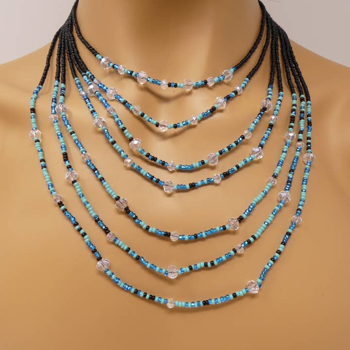 DIAMANTI DESIGNS - Wholesale Beaded/Pearl Necklace - Millie Multi-Strand Necklace with Crystals