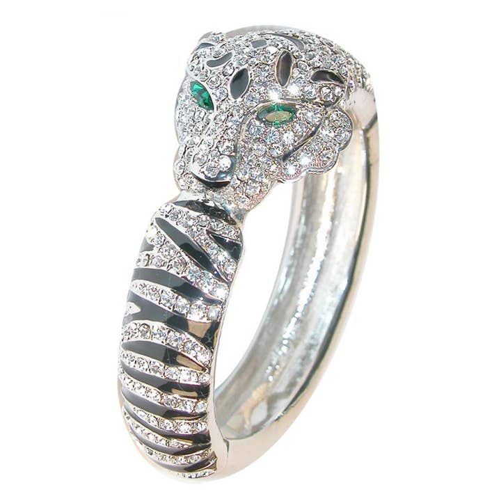 Bracelet Tiger Stripes Rhodium Bangle 623B3711 for wholesale by Zirconmania Wholesale Fashion Jewelry