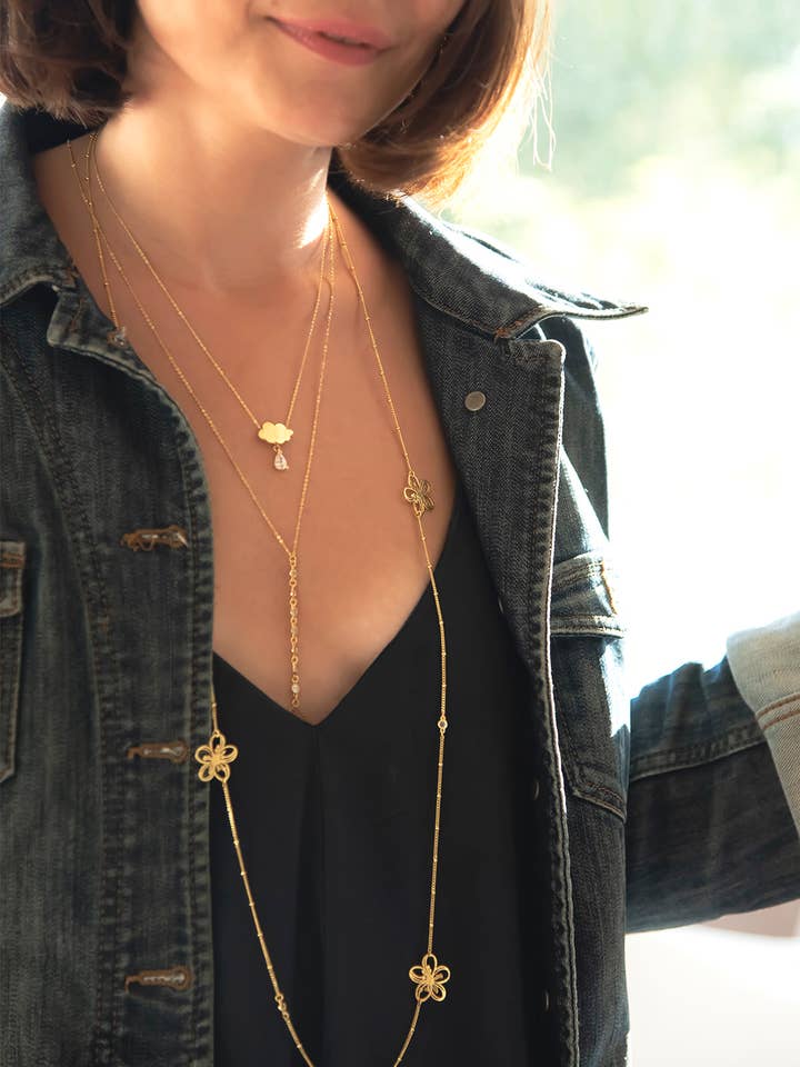 Pure - Dainty CZ Body Chain, Cable Chain Body Necklace for wholesale by Atelier Petites Pierres