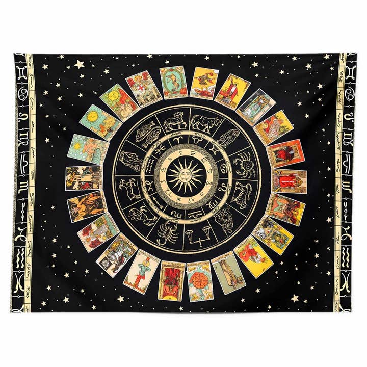 ZAD - Wholesale Tapestry/Textile - Mystical Zodiac Tarot Card Tapestry