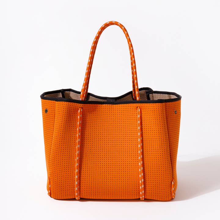 LARGE NEOPRENE TOTE BAG ORANGE for wholesale by Pop Ups Brand