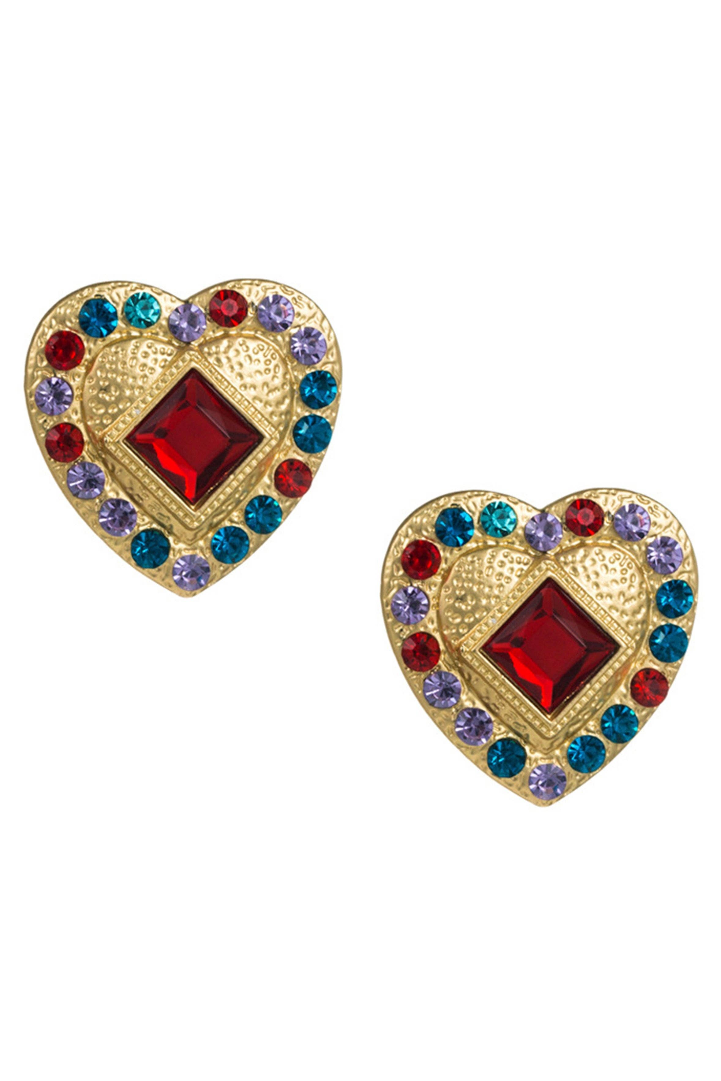 Multi Heart Rhinestone Stud Earrings E7131 for wholesale on Faire