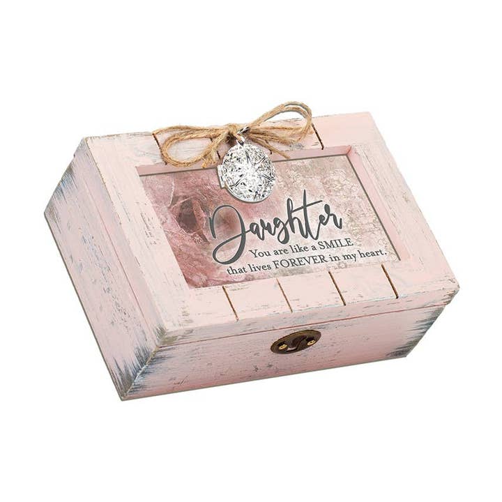 Daughter Petite Blush Distressed Locket Music Box for wholesale by Dicksons