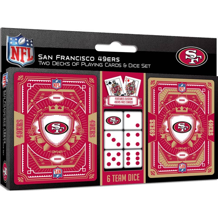 Masterpieces Puzzles - Wholesale Playing Cards - San Francisco 49ers - 2-Pack Playing Cards & Dice Set