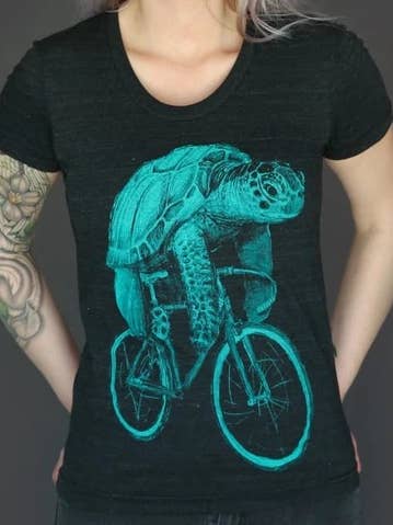 Seaturtle on a Bicycle Women's Tee for wholesale by Dark Cycle Clothing