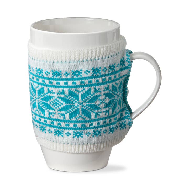 Aspen Sweater Mug Turquoise Bone China Christmas for wholesale by tag