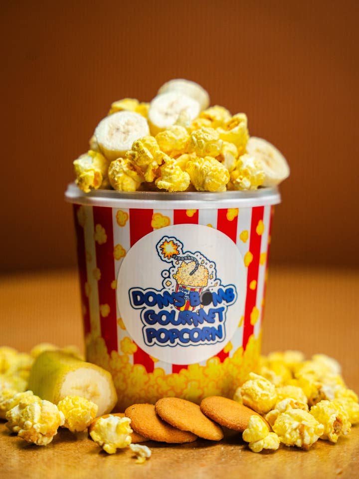 Banana Pudding for wholesale by Dom's Bomb Gourmet Popcorn LLC