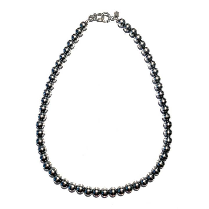 Nizhonitradersllc – Engroshandel Perlehalskæde – 8mm sterlingsølv Navajo perlestil perlehalskæde6