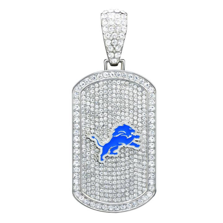 Collier avec plaque d'identité NFL Detroit Lions Bling pour la vente par Simran International