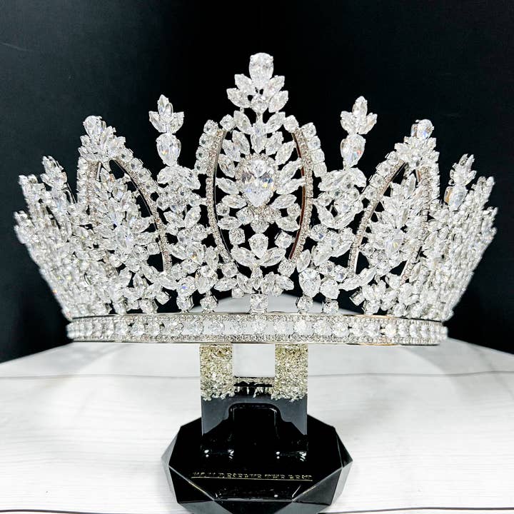 Happy Dream Gifts – wholesale Partyhatt/-krona – Silver Zirkonia krona, Brudkristallkrona, Bröllopskrona6