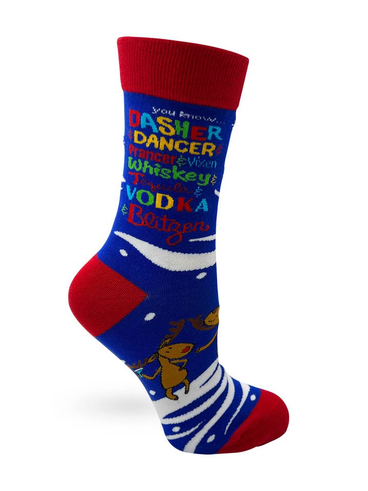 Fabdaz - Wholesale Socks - Women's - You Know Dasher and Dancer and Prancer and Vixen Whiskey Teq
