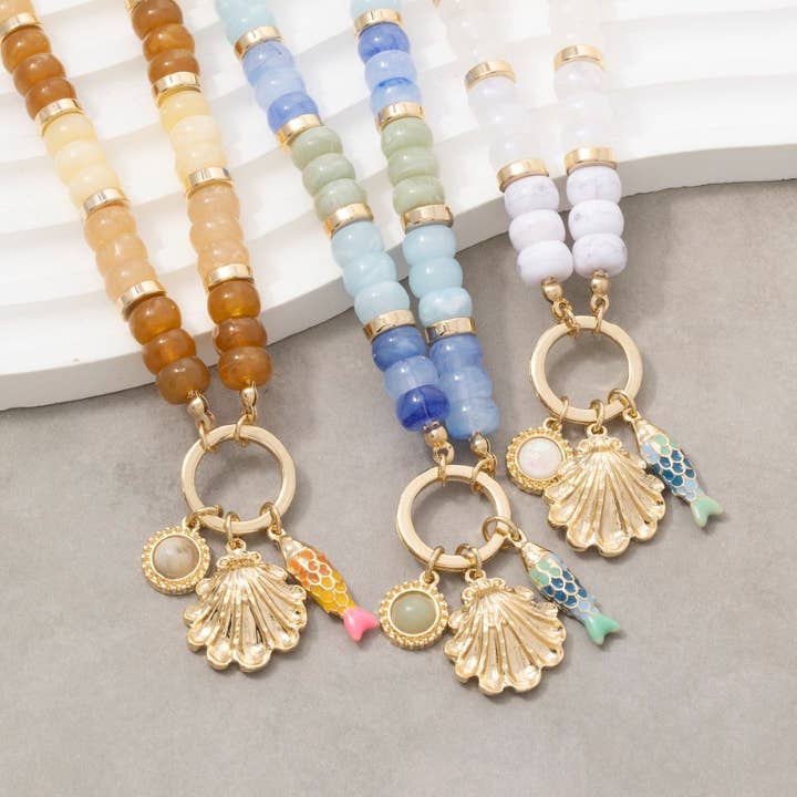 Sealife Charms Beaded Chain Necklace for wholesale by The Looks by Fame Accessories