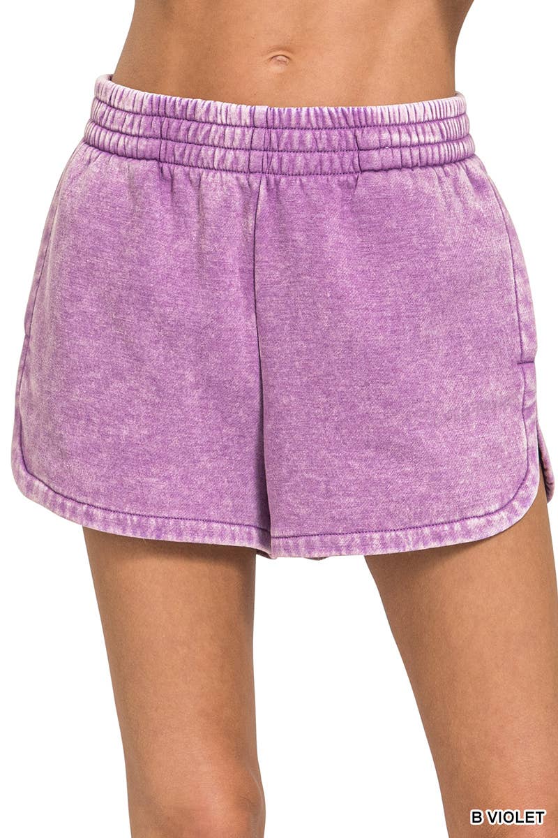 Vanilla Monkey - Wholesale Lounge Shorts - Women's - Acid Washed Elastic Waistband Dolphin Shorts17