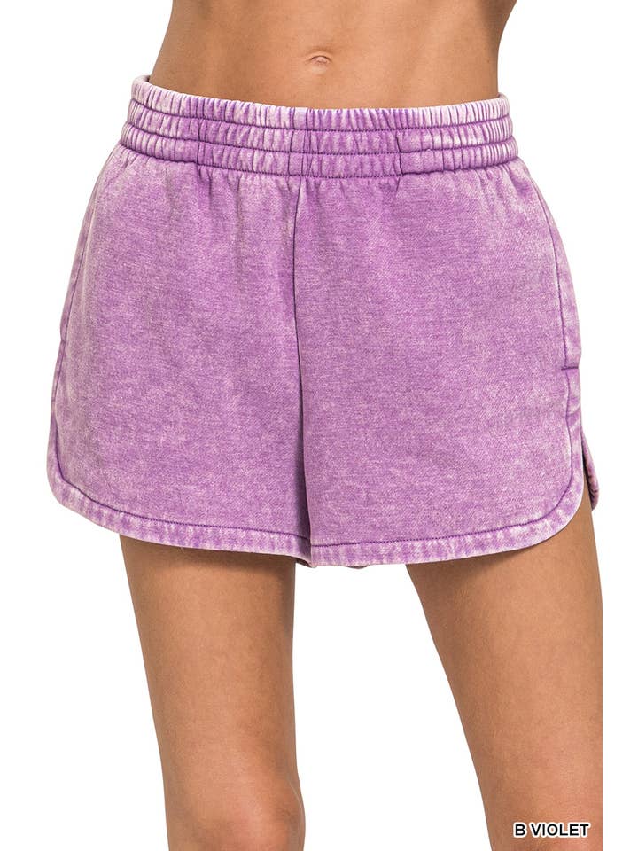 Vanilla Monkey - Wholesale Lounge Shorts - Women's - Acid Washed Elastic Waistband Dolphin Shorts17