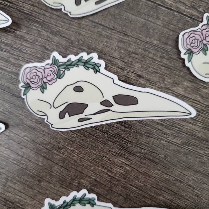 MaeFlower Sticker Co - Venta al por mayor Pegatina - Calavera de cuervo l pegatina troquelada