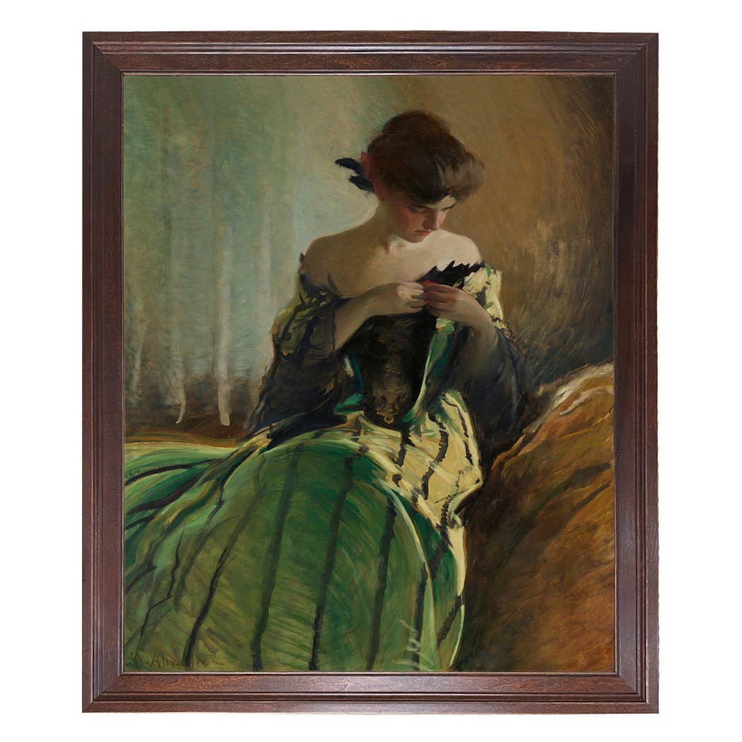 Madison Bay Co. - Historical Home Decor Reproductions - Vendita all'ingrosso Stampa artistica - Stampa su Tela Vintage di Donna in Abito Nero e Verde86
