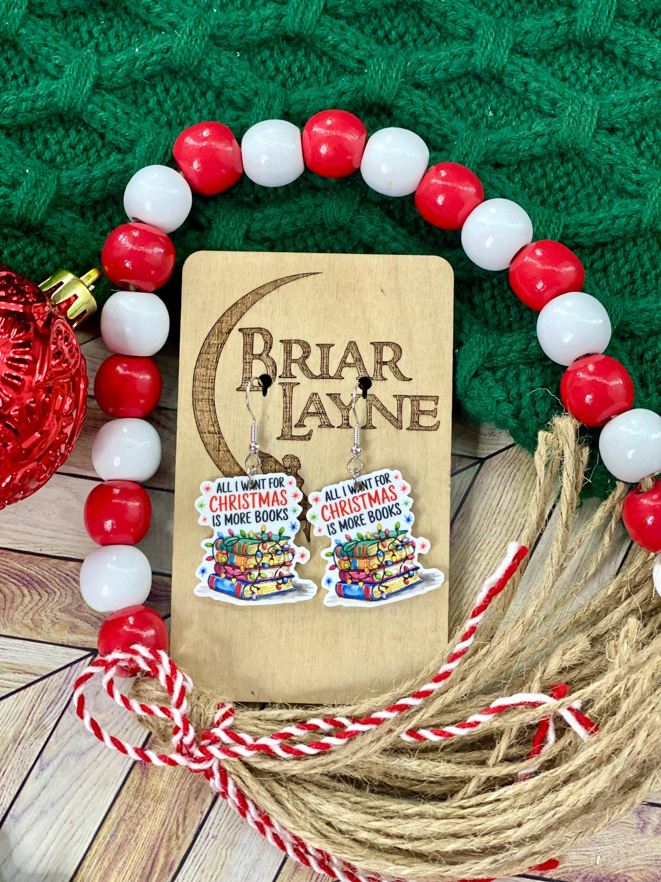 Briar layne - Wholesale Dangle Earrings - Christmas Book Lover Earrings2