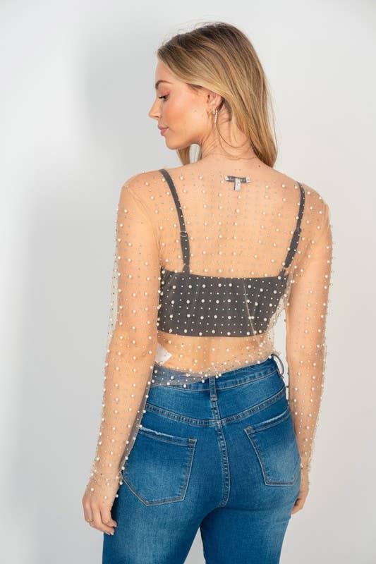 White Birch - Wholesale Blouse - Women's - T24705 Long Sleeve Metalic Mesh Top13