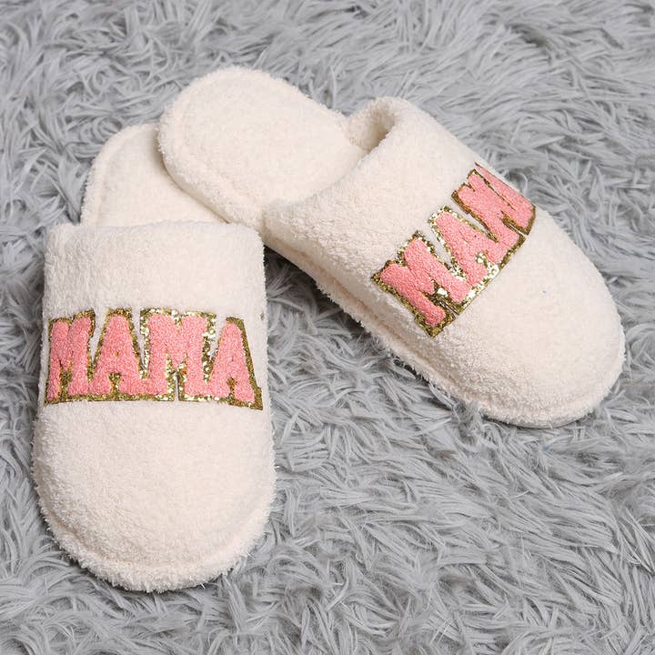 Fashion City - Wholesale Slippers - Women's - MAMA Chenille Patched Home Slippers3
