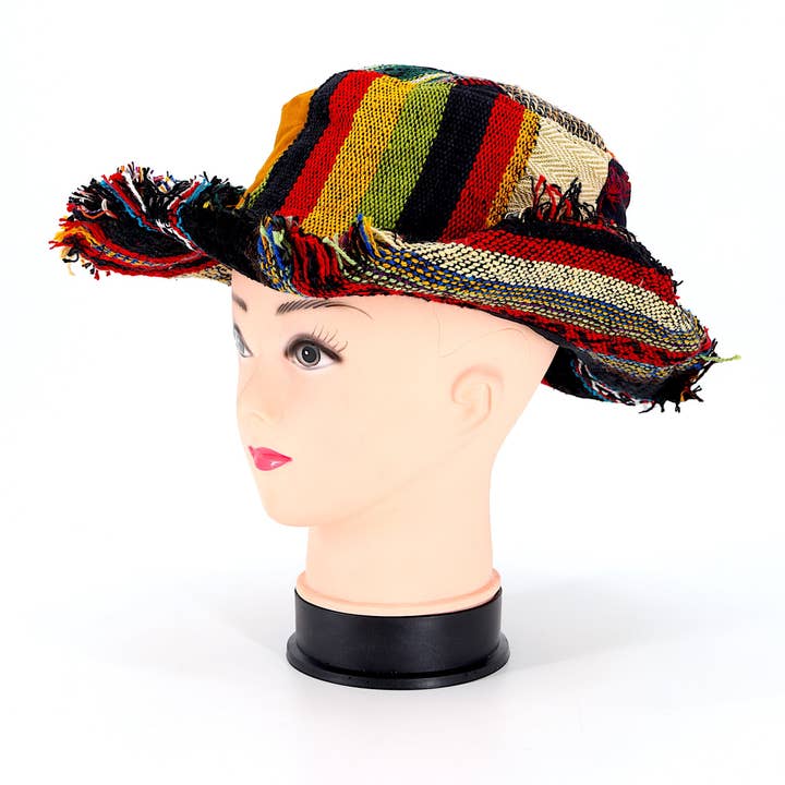 Himalaya Handmade - Wholesale Bucket Hat - Women's - Hemp Hippie Patchwork Handmade Bohemian Hat0
