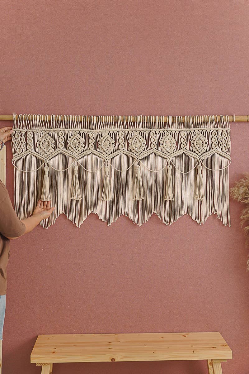 BeanDaikon – wholesale Kappa – Macrame tofs fönstervalansgardin C139