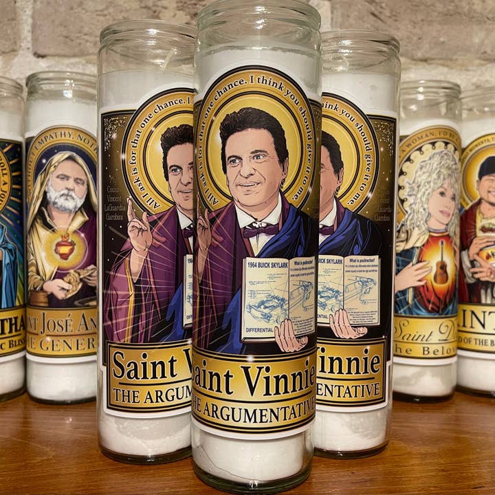Saint Vinny The Argumentative ⚖️ Prayer Candle 🕯️ for wholesale by Cleaver And Blade