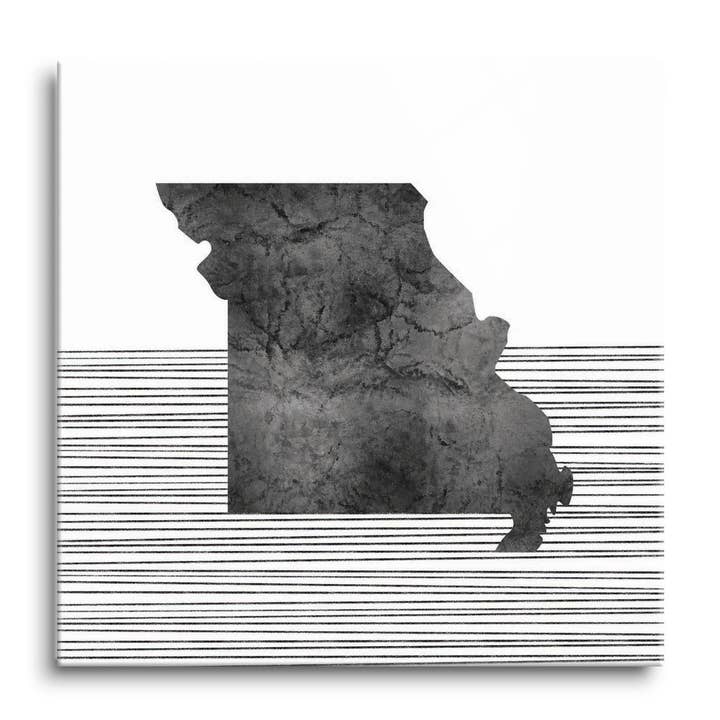 Minimalist B&W Missouri State With S|8x8 Glass Plaque for wholesale by Love Local