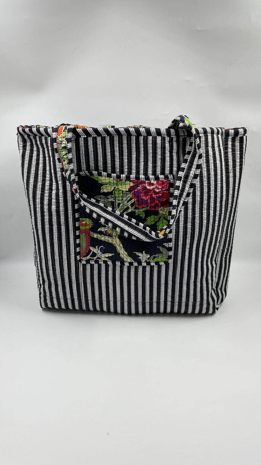 Funky Yak Ltd – wholesale Tote bag – Women's – 100% Cotton Kantha Quilted Boho Floral Reversible Tote Bag2