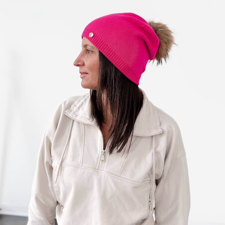 Pretty Simple - Wholesale Beanie - Women's - Fine Knit Fur Pom Slouchy Beanie Wholesale12