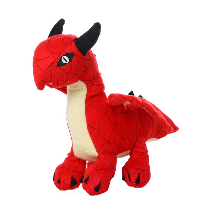 Mighty Dragon, giocattolo per cani di peluche che stride, rosso per la vendita all'ingrosso da parte di Tuffy Dog Toys - VIP Products