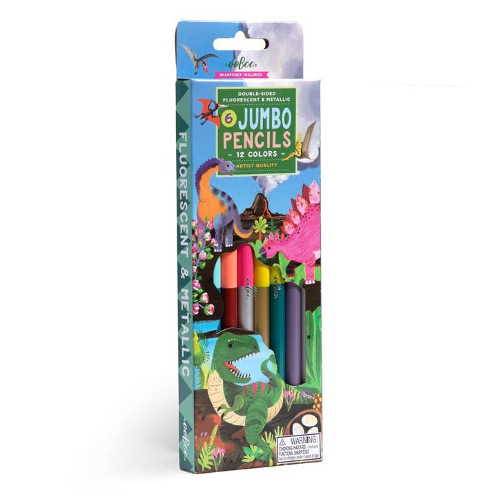 Just Imagine Toys – wholesale Coloured pencil – eeBoo Dinosaur 6 Jumbo Double-Sided Pencils