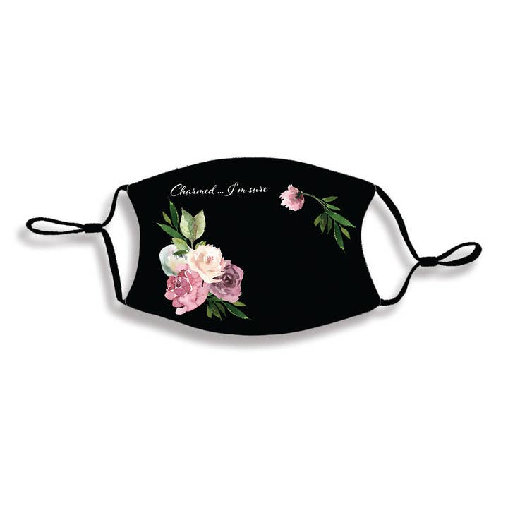 CHARMED I'M SURE BLACK FLORAL FACE MASK for wholesale by Dicksons