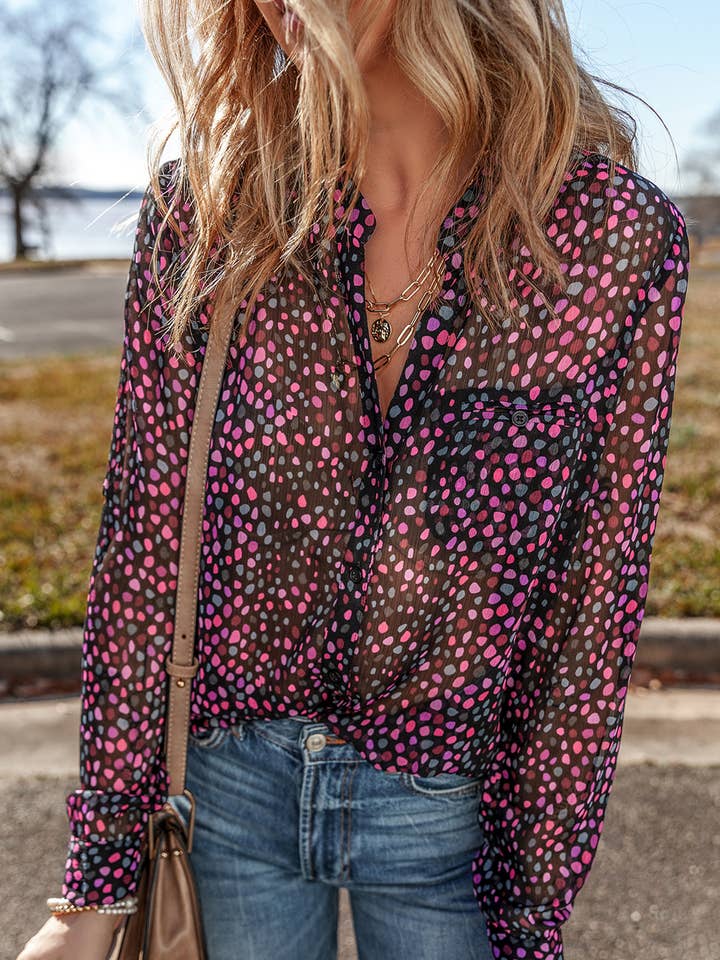 Polka Dot Printed Buttoned Casual Shirt for wholesale by LiveFashionWay