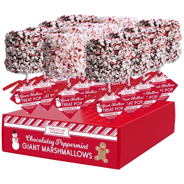 Melville Candy Company - Wholesale Chocolate Covered Sweets - Giant Marshmallow Pops - Peppermint Dark Chocolate