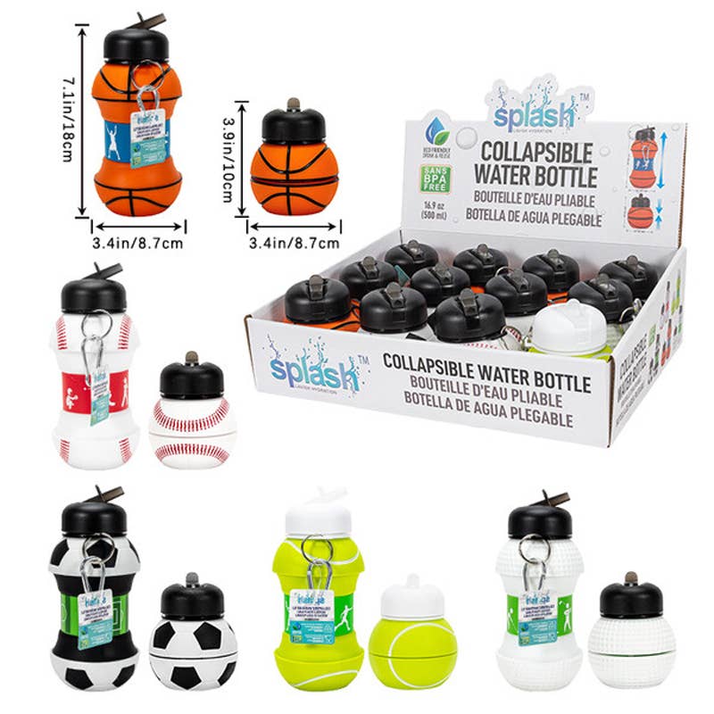 Deluxe Import Trading – wholesale Water bottle – Splash Silicone Collapsible bottle 18.3oz0