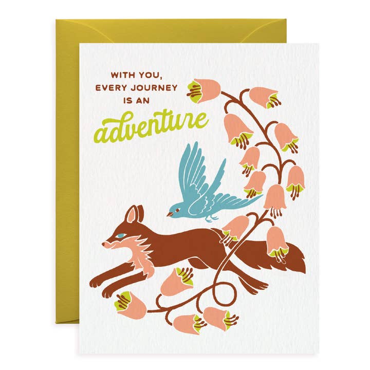 Fox and Bird Card for wholesale by O.O.M.F. Creative