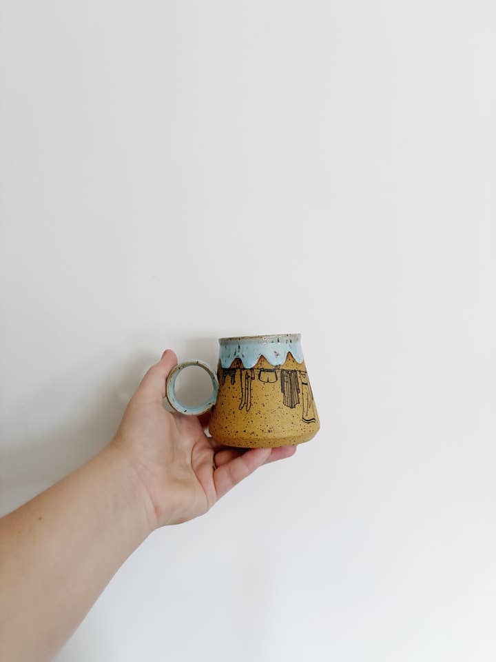 Laundry Line Mug for wholesale by Gin Pottery