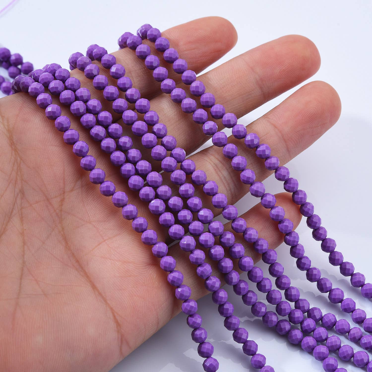 Beads Creation - Wholesale Beads - Phosphosiderite 3–4mm Faceted Round Purple Beads PRP10213