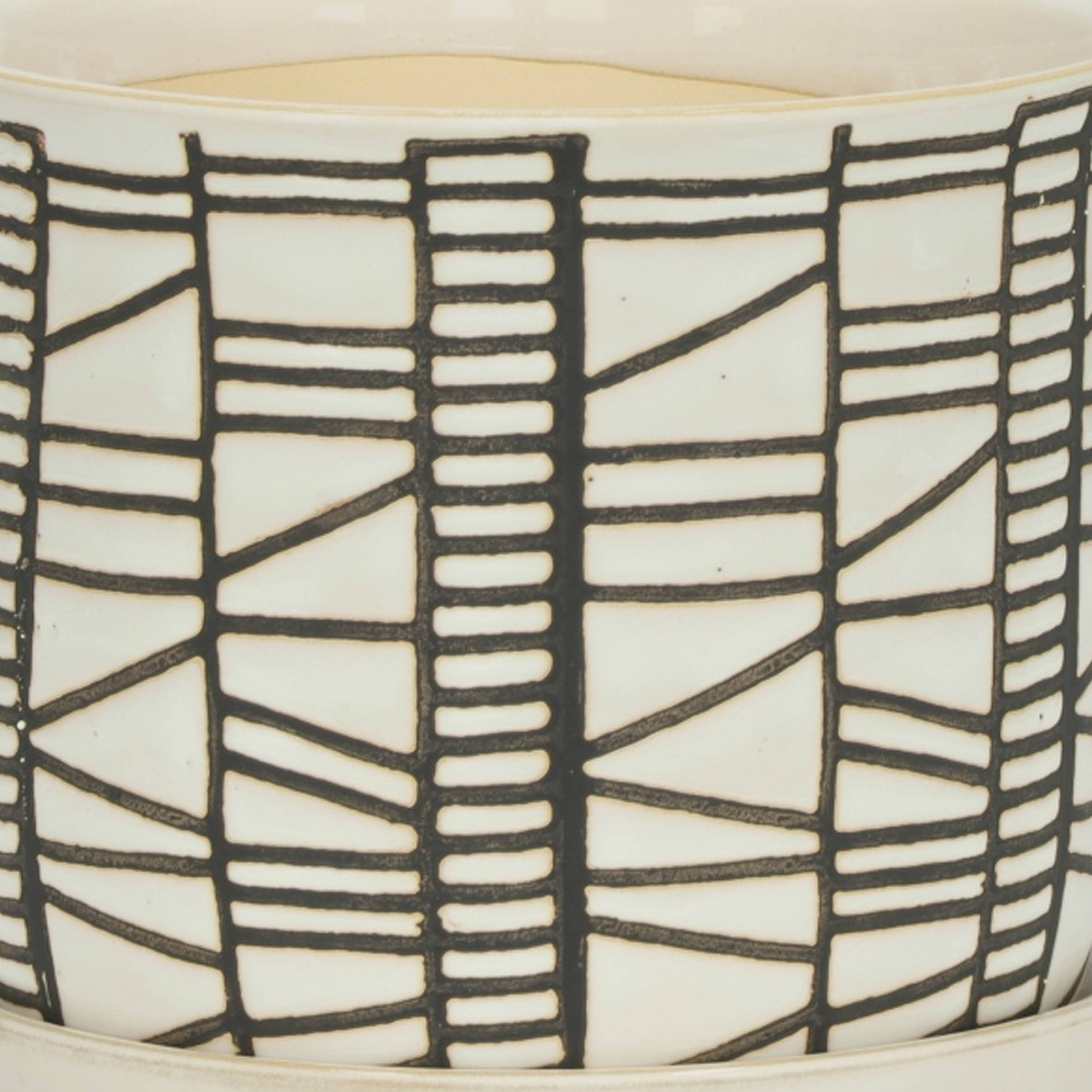 Sagebrook Home - Wholesale Plant Pot - Planters Set of 2 - Beige Ceramic Geometric Saucer, 6/8 in.9