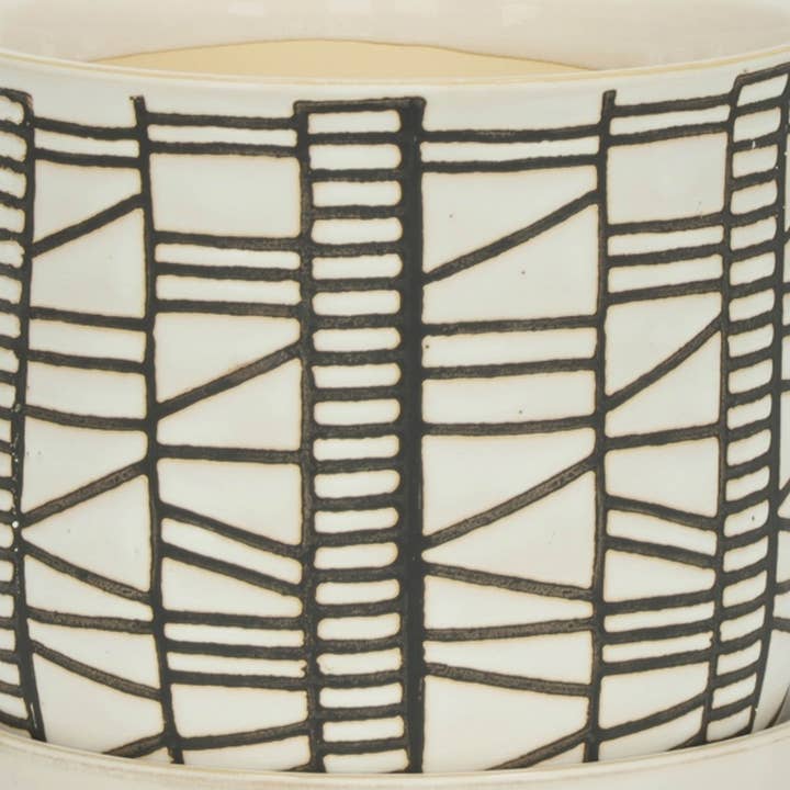 Sagebrook Home - Wholesale Plant Pot - Planters Set of 2 - Beige Ceramic Geometric Saucer, 6/8 in.9