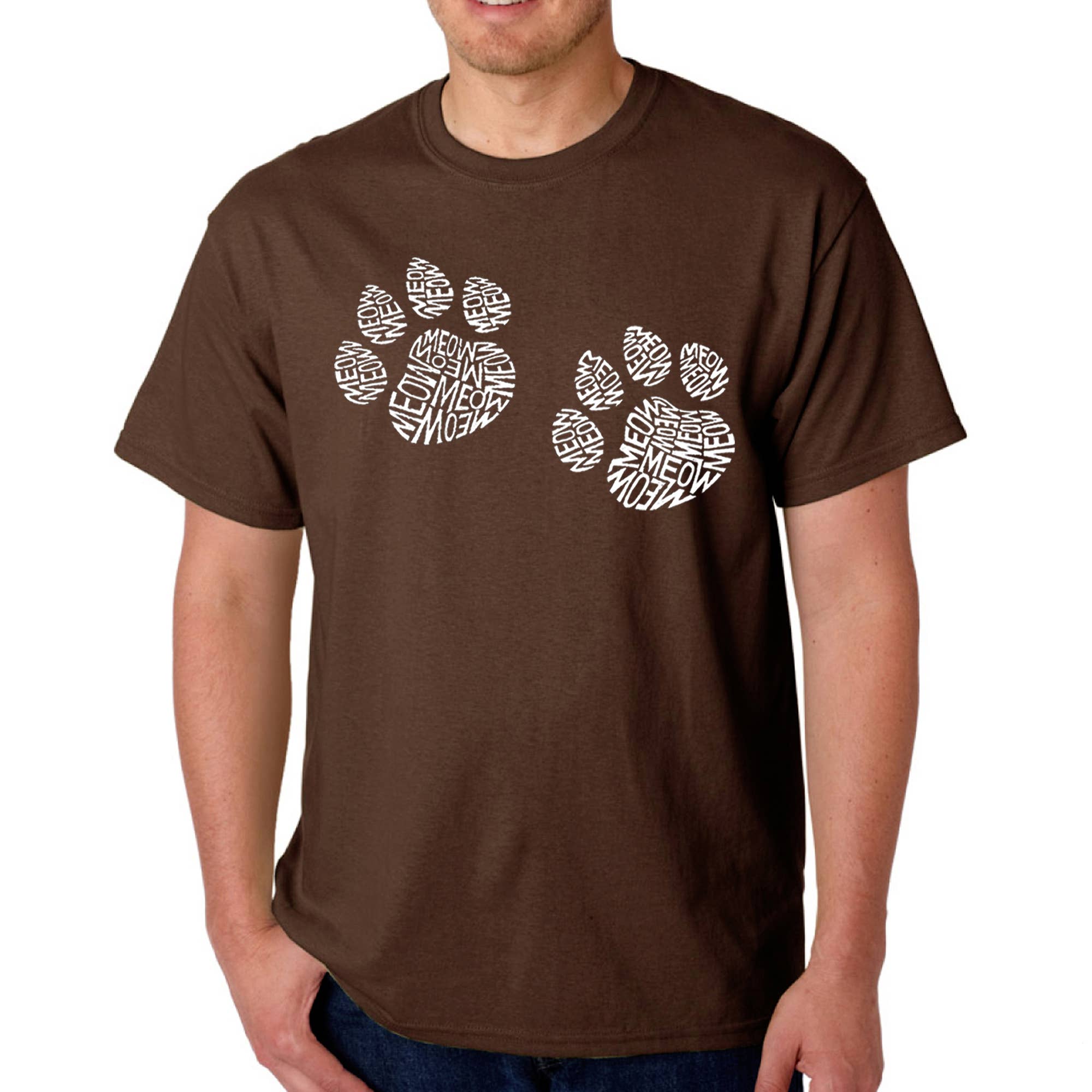 LA Pop Art - Wholesale Screen Printed T-Shirt - Men's - LA Pop Art Men's Word Art T-shirt - Meow Cat Prints2