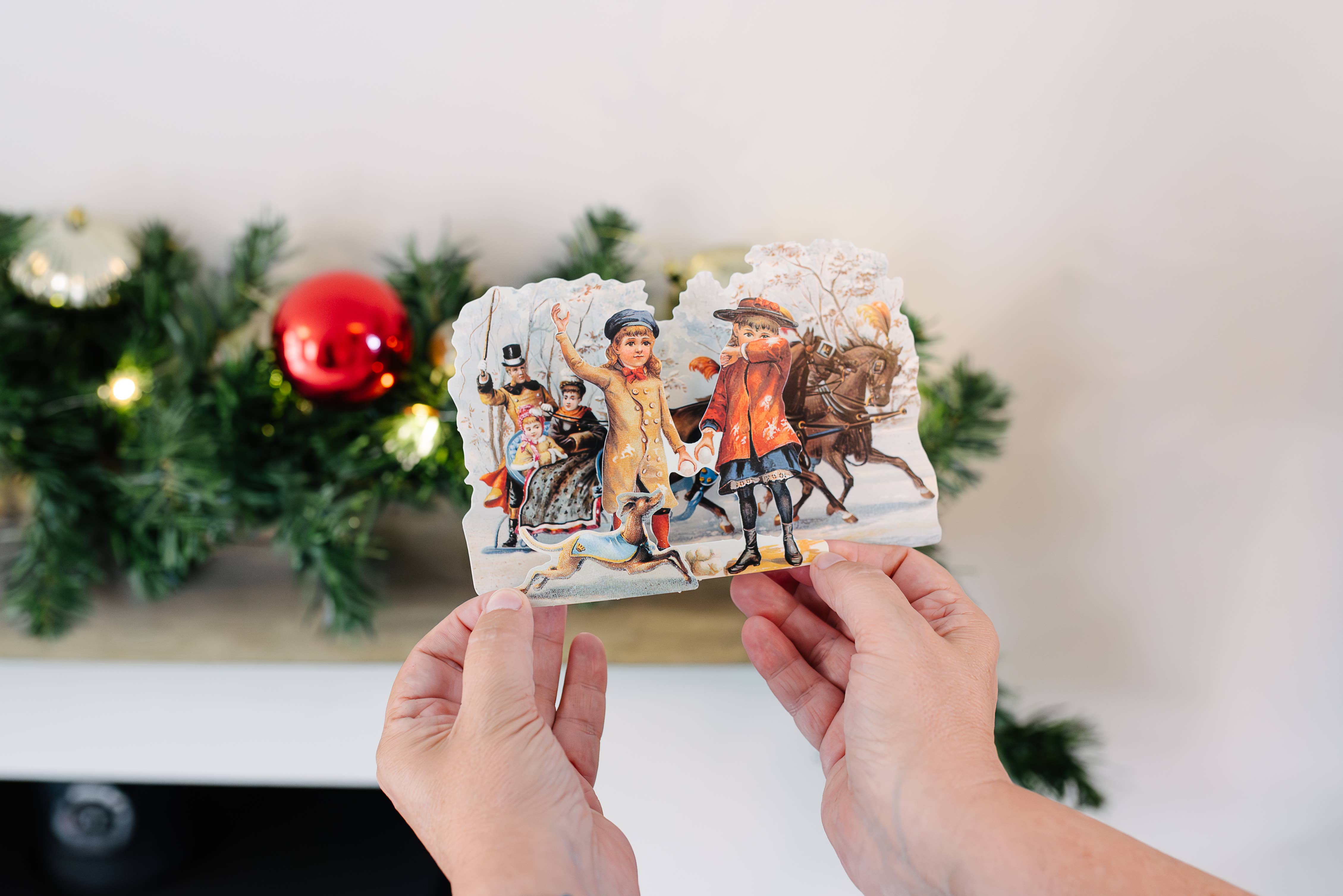 Mamelok - Venta al por mayor Tarjetas de Navidad - Tarjeta de Navidad en 3D con Trineo Tirado por Caballos2