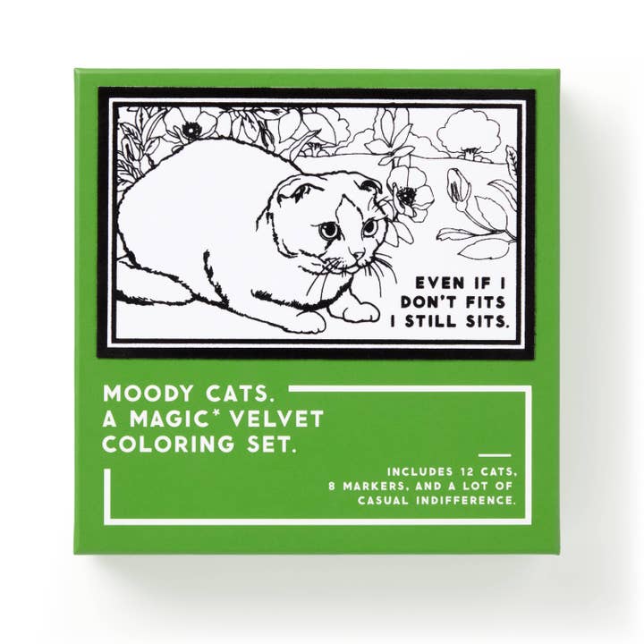 Chronicle Books - Wholesale Coloring & Activity Book - Adult - Brass Monkey Moody Cats Magic Velvet Coloring Set