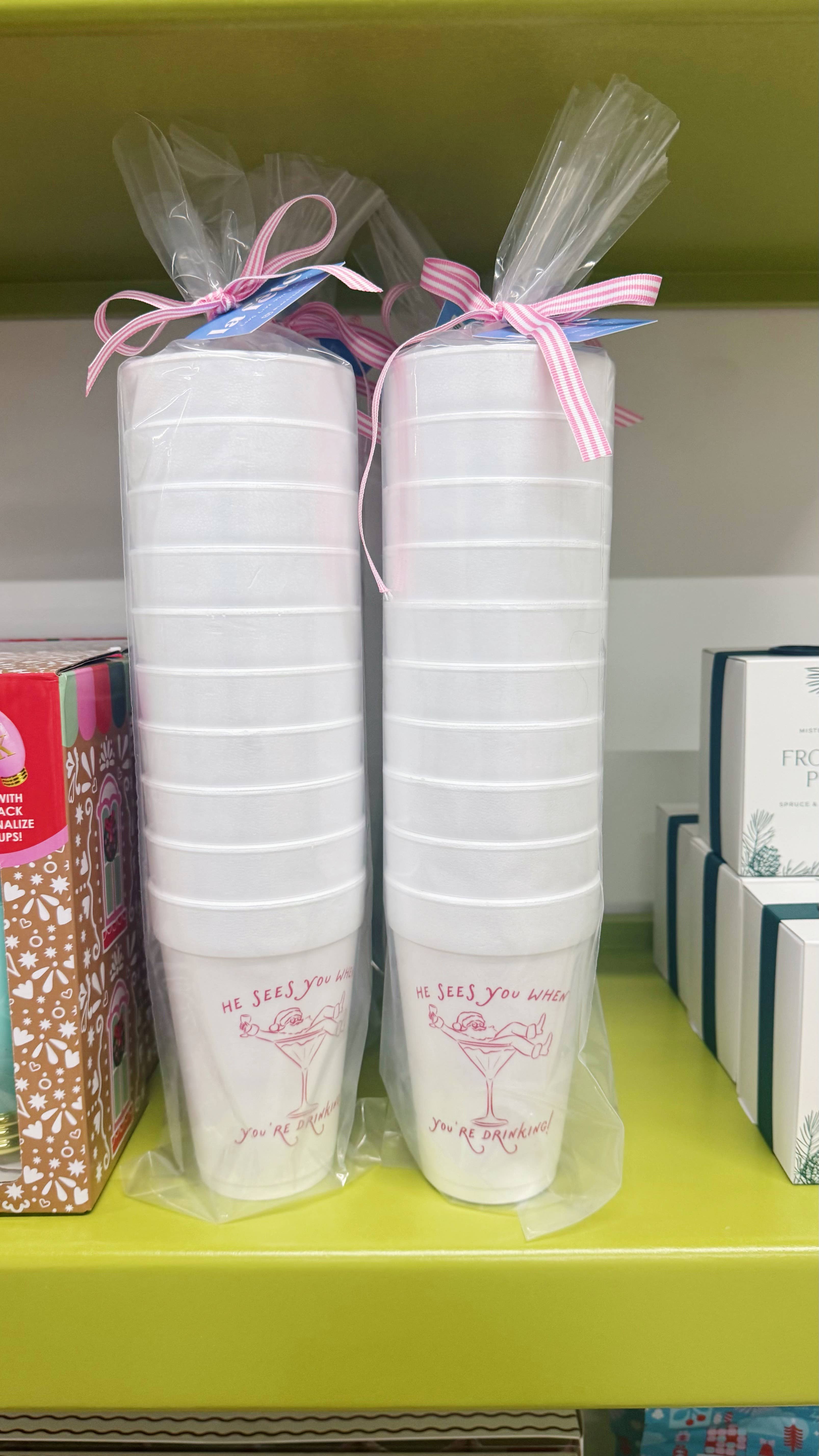 La Fête Goods - Wholesale Disposable Cup - He Sees You When You're Drinking! Christmas Styrofoam Cups2
