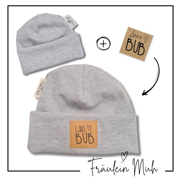 KINDER Muts met tekst van effen ribjersey voor wholesale door Fräulein Muh