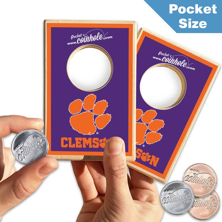 Clemson University POCKET Coinhole® for wholesale by Coinhole