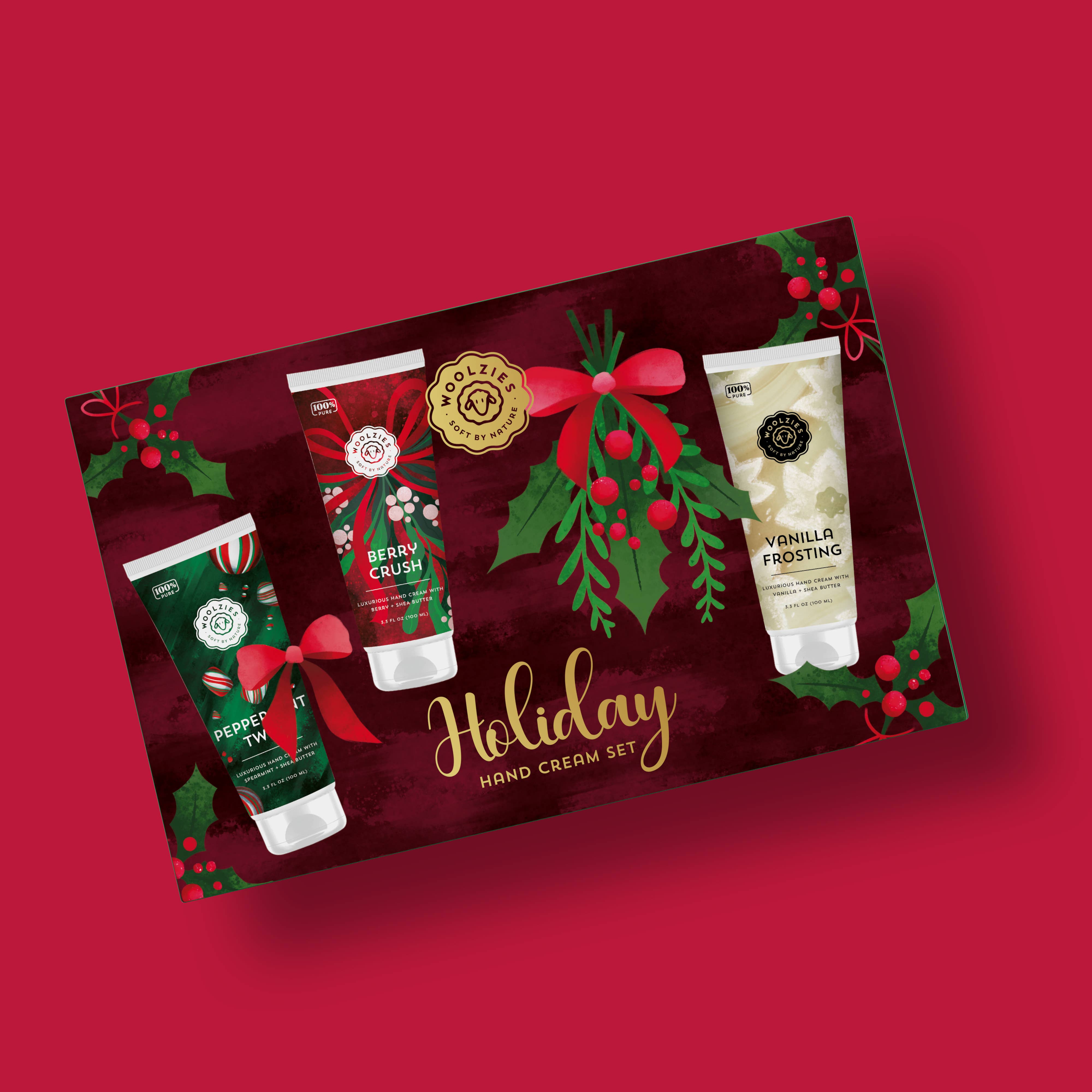 Woolzies - Wholesale Hand Cream/Lotion - Holiday Hand Cream Trio | Shea Butter Gift Set Burgundy 1