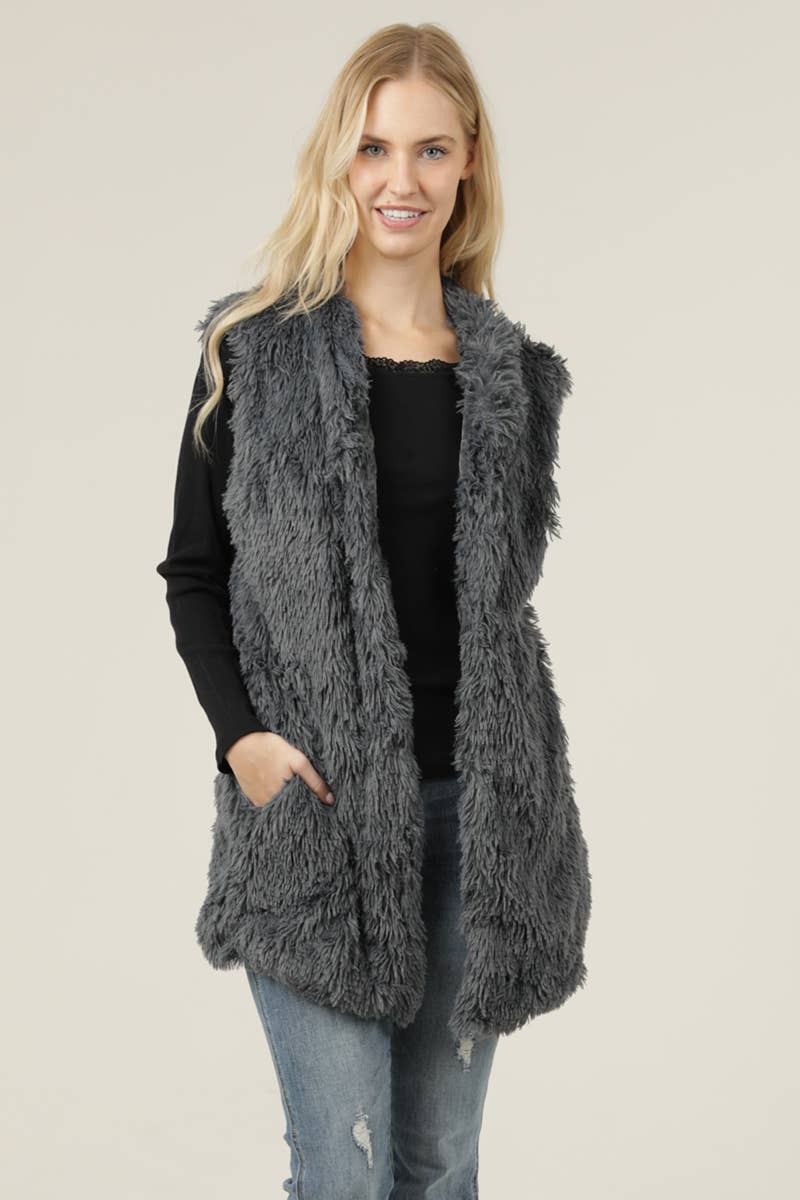 ANGIE - Wholesale Outerwear Vest - Women's - SJ812-ASIS FURRY VEST2