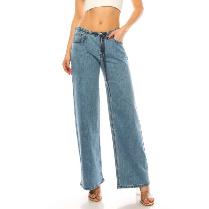 LIGHT COLOR LOW RISE LOSSE FIT DENIM JEAN PANTS for wholesale on Faire