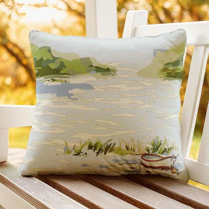 Row Row Your Boat Outdoor Pillows for wholesale by Melissa Dayton Art and Design